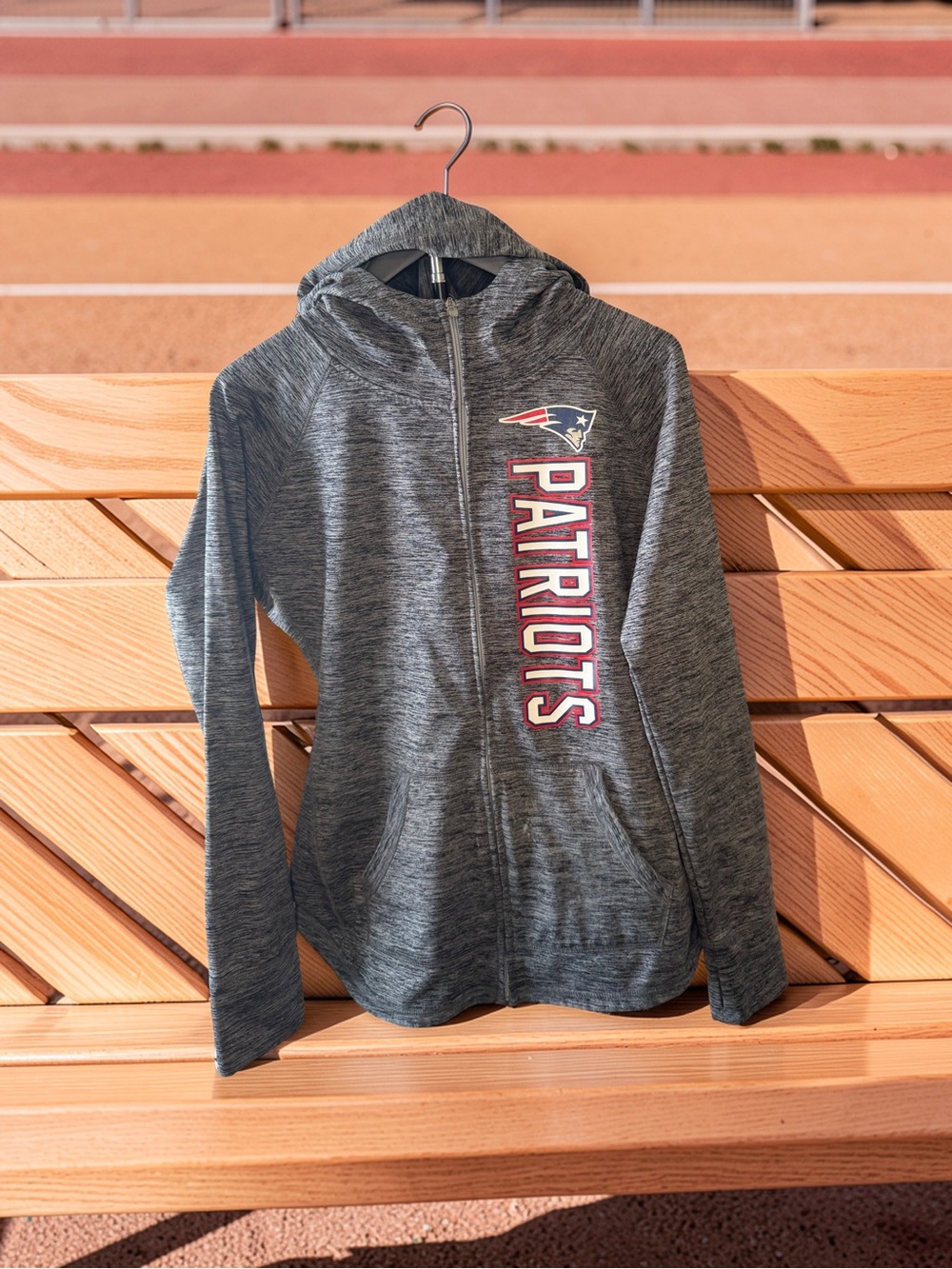 NFL Patriots Gray Full-Zip Hoodie with Team Logo